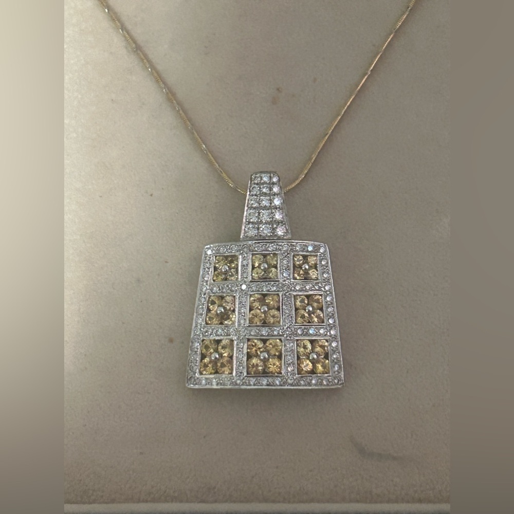 14kt Yellow and White Gold Yellow Sapphires and Diamonds Necklace